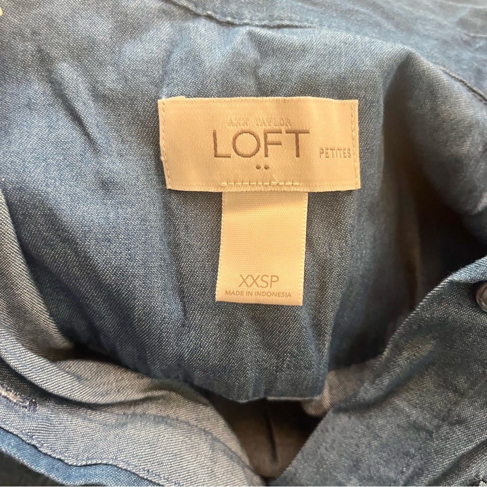 Loft Petite Chambray Button Front Mini Dress With… - image 7